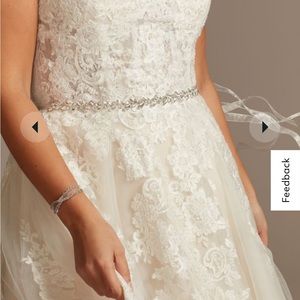 David’s Bridal Belt - Crystal and freshwater pearl filigree leaf sash